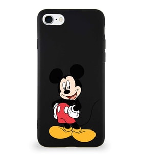 Apple iPhone 7 Soft Premier Kapak Mickey Mouse-E Tasarımlı Silikon Kılıf - Siyah (Şeffaf)