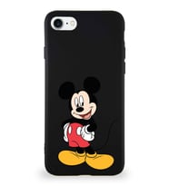 Apple iPhone 7 Soft Premier Kapak Mickey Mouse-E Tasarımlı Silikon Kılıf - Siyah (Şeffaf)