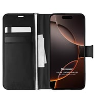 Microsonic Apple iPhone 16 Pro Kılıf Delux Leather Wallet Siyah (Siyah)