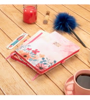 Dival Notebook 13,5x20 cm Çiçekli Sert Kapak Noktalı Tarihsiz Dikişli Not Okul Defteri (Çiçek Pembe)