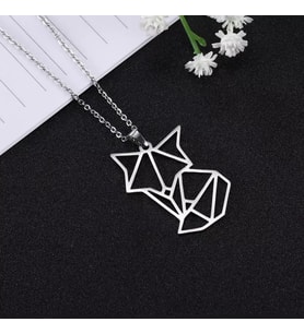 Kişiye Özel 925 Ayar Gümüş Origami Tilki Kolye (Gümüş)