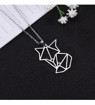Kişiye Özel 925 Ayar Gümüş Origami Tilki Kolye (Gümüş)
