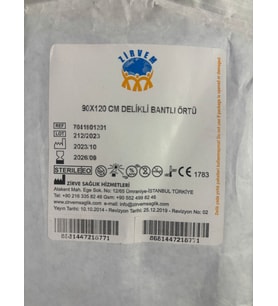 SERVİYET STERİL DELİKLİ YAPIŞKANLI ÖRTÜ 90X120 - 50 ADET