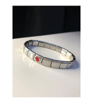 İtalyan Charm Nomi Çelik Bileklik • Kırmızı Kalp Detay • Sevgiliye • Eşe • Hediye Bileklik