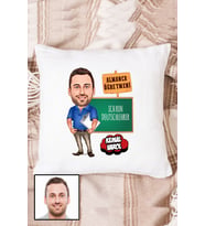 Erkek Almanca Öğretmenine Hediye Karikatürlü Kişiye Özel Yastık