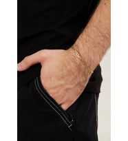 18K Altın Kaplama 4mm Barlı 925 Ayar Gümüş Erkek Zincir Bileklik VEB5291