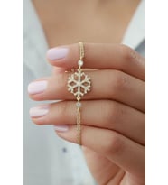925 Ayar Gold Zirkon Taşlı Kar Tanesi Gümüş Bileklik