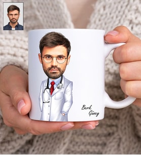 Kişiye Özel Doktor 2 Tasarımlı Tek Beyaz Kupa