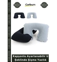 #Yastık Konforlu Seyahat Yolculuk Boyun Destekli Kapşonlu Ayarlanabilir U Şeklinde Şişme Yastık