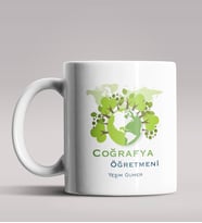 Kişiye Özel Coğrafya Öğretmeni Tasarımlı Beyaz Renk Kupa Bardak 3