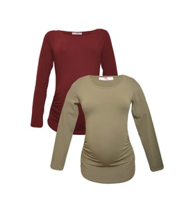 LuvmaBelly MYRA2303_2307 Hamile tshirt seti (Kırmızı)