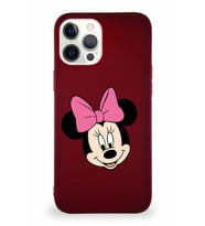 Apple iPhone 12 Pro Max Soft Premier Kapak Minnie Mouse-C Tasarımlı Silikon Kılıf - Mürdüm (Şeffaf)