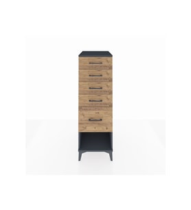 Kronos Dolap 5 Çekmeceli 44x59x134 Antrasit-Çam