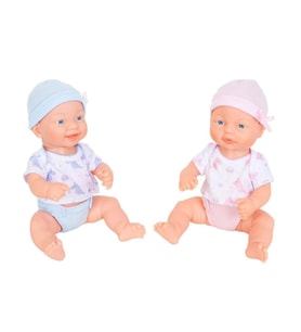 Sesli İkiz Bebekler Oyun Seti (32 cm) - Biberonlu Pilli Et Bebekler (Piller Dahil)
