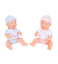 Sesli İkiz Bebekler Oyun Seti (32 cm) - Biberonlu Pilli Et Bebekler (Piller Dahil)