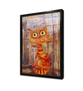 Sevimli Kedi Çerçeveli Cam Tablo