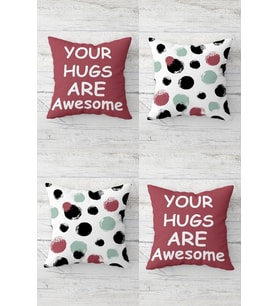 Your Hugs Are Awesome Sevgili Gizli Fermuarlı Kırlent Kılıfı Koltuk Yastık Kılıfı Takım(4adet) (Bordo)