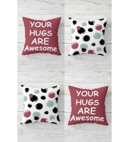 Your Hugs Are Awesome Sevgili Gizli Fermuarlı Kırlent Kılıfı Koltuk Yastık Kılıfı Takım(4adet) (Bordo)