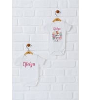 Pia Baby Premium %100 Pamuk İsme Özel Organik Baskılı İkili Set Çıtçıtlı Bebek Body Zıbın Modelleri 5044-17 (Ekru)