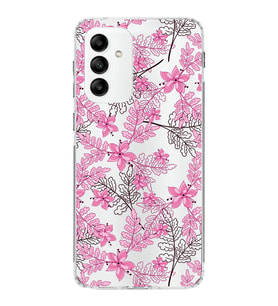 Samsung Galaxy A04s Kapak Floral Pembe Tasarımlı Şeffaf  Kılıf