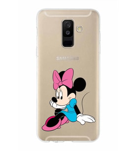 Samsung Galaxy A6 Plus (2018)  Kapak Minnie Mouse Tasarımlı Şeffaf Silikon Kılıf