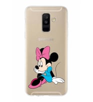 Samsung Galaxy A6 Plus (2018)  Kapak Minnie Mouse Tasarımlı Şeffaf Silikon Kılıf