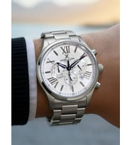 Daniel Klein Exclusive Erkek Kol Saati – Beyaz Kadran – Çelik Kordon – Roma Rakamlı – Takvimli
