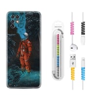 INFINIX Note 11 Pro Note 10 Hot 9 Play Kılıf Kablo Koruma Spiral Silikon Astronot Smoke 1769