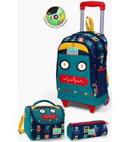 Coral High Kids Lacivert Civit Robot Desenli Çekçekli 3'lü Çanta Seti SET0123380