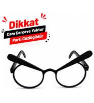 Minimal Retro Parti Gözlüğü Tekli Siyah Tasarım Eğlenceli Konsept Sert Plastik Hafif Gözlük