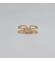 Gold Beyaz Baget Taşlı Şık Kadın Yüzük