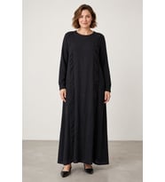 Dikey Fırfır Detaylı Maksi Elbise Y26-26197-Antrasit
