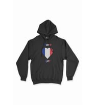 Lyon Fransa Bayraklı Kalpli Siyah Sweatshirt Hoodie