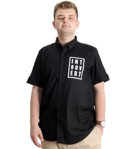 Mode XL Erkek Büyük Beden Gabardin Gömlek INTROVERT 23304 Siyah