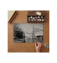 Siyah Beyaz Eyfel Kulesi Manzarası Tasarımı 240 parça Ahşap Puzzle Ahşap Kutuda MP06255