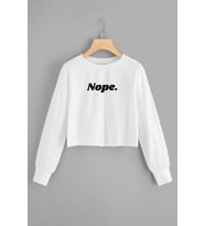 Nope. Crop Sweatshirt (Beyaz)