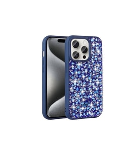 Apple iPhone 15 Pro Max Uyumlu Kılıf Parlak Taşlı Tasarım Zore Linea Kapak (Lacivert)