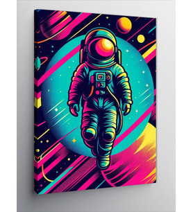 Kanvas Tablo Neon Gece Astronotu