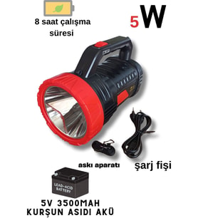 Kama Ultra Güçlü 3000 Metre Mesafeli 8 Saat Çalışma Süreli5w El Feneri Projektör Gk-6608