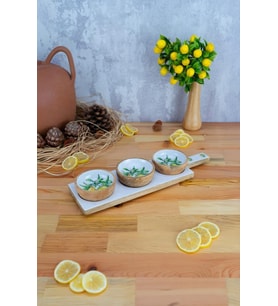 Bambum Kangura - Mango Ağacı 4 Parça Çerezlik Sunumluk Limon Desen