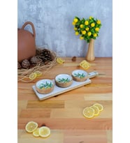 Bambum Kangura - Mango Ağacı 4 Parça Çerezlik Sunumluk Limon Desen