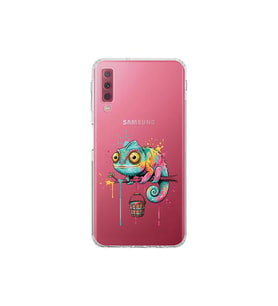 Samsung Galaxy A7 2018 ile Uyumlu Splash Bukalemun Tasarımlı Şeffaf Silikon Kılıf