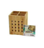 4 BÖLMELİ BÜYÜK - PENCERELİ KARE=11X11CM AHŞAP BAMBU KAŞIKLIK ORGANİZER (5680)