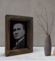BK Gift Atatürk Tasarımlı Dekoratif Doğal Masif Ahşap Çerçeve 15x20cm-11 (Beyaz)