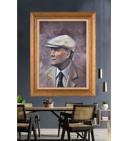 Altın Varaklı Çerçeveli Paspartulu Atatürk Tablo DC1222 (Gold)