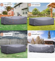 Bahçe Mobilyası Örtüsü 160 x 100 x 80 cm – Su Geçirmez, Rüzgar ve UV Dayanıklı Masa Sandalye Koruma Brandası, Gri