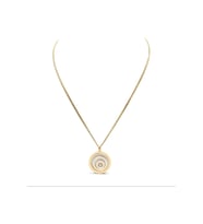 Çelik Gold İç içe Halka Çift Tarafı Camlı Kolye