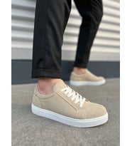 JY165 Elite Bağcıklı Süet Erkek Günlük Sneaker Ayakkabı SBT - Krem