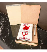 Sevgiliye En Güzel Hediye Ahşap Kutulu Defter Kalem Set 016