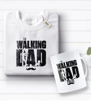 BK Gift Kişiye Özel The Walking Dad Tasarımlı Beyaz Tişört ve Kupa Seti-2 (Model 1)